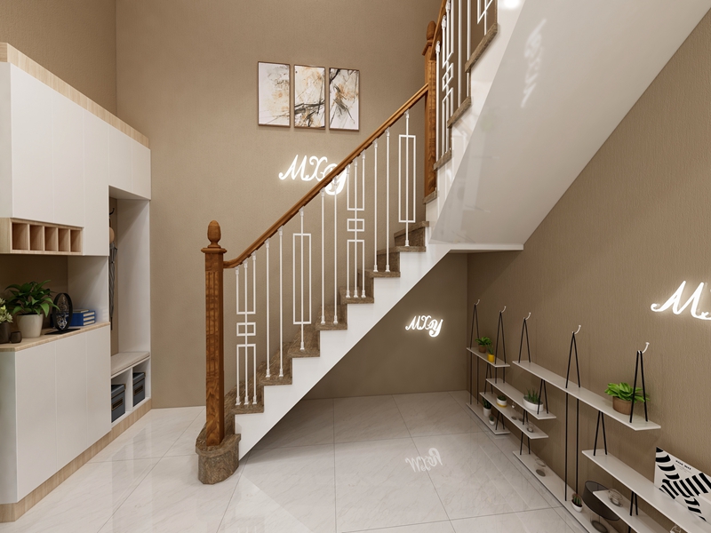 新中式001 【亚光白铁艺配实木大柱】