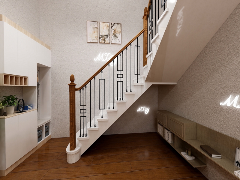 新中式001 【亚光黑铁艺配实木大柱】